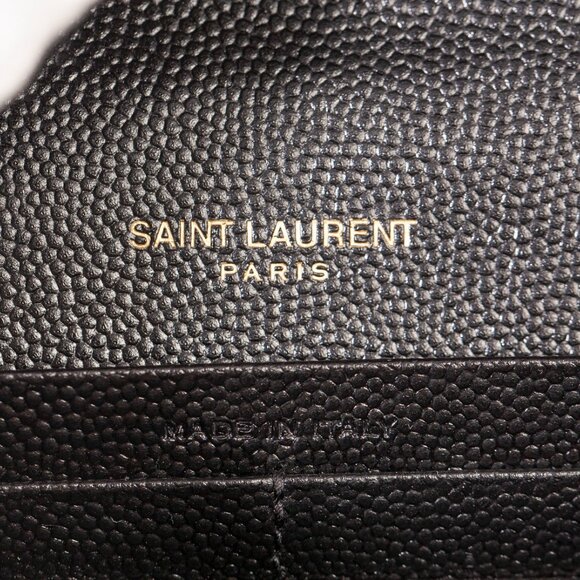 Authentic Saint Laurent Classic Cassandre Black Grain De Poudre Wallet on Chain - Picture 8 of 10